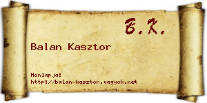 Balan Kasztor névjegykártya